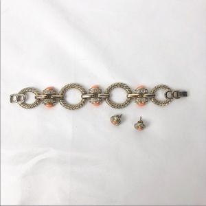 Banana Republic Gold Peach Bracelet & Earring Set